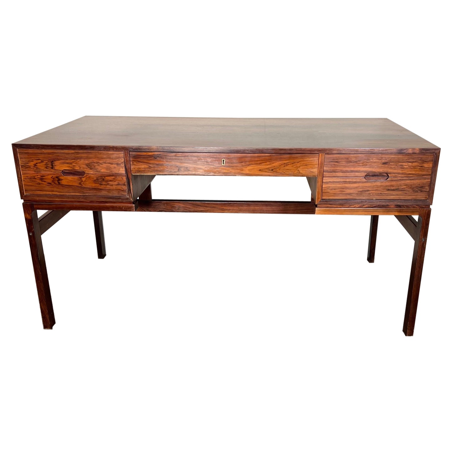 Mid-Century Modern Danish Rosewood Free Standing Desk by Arne Wahl Iversen For Sale