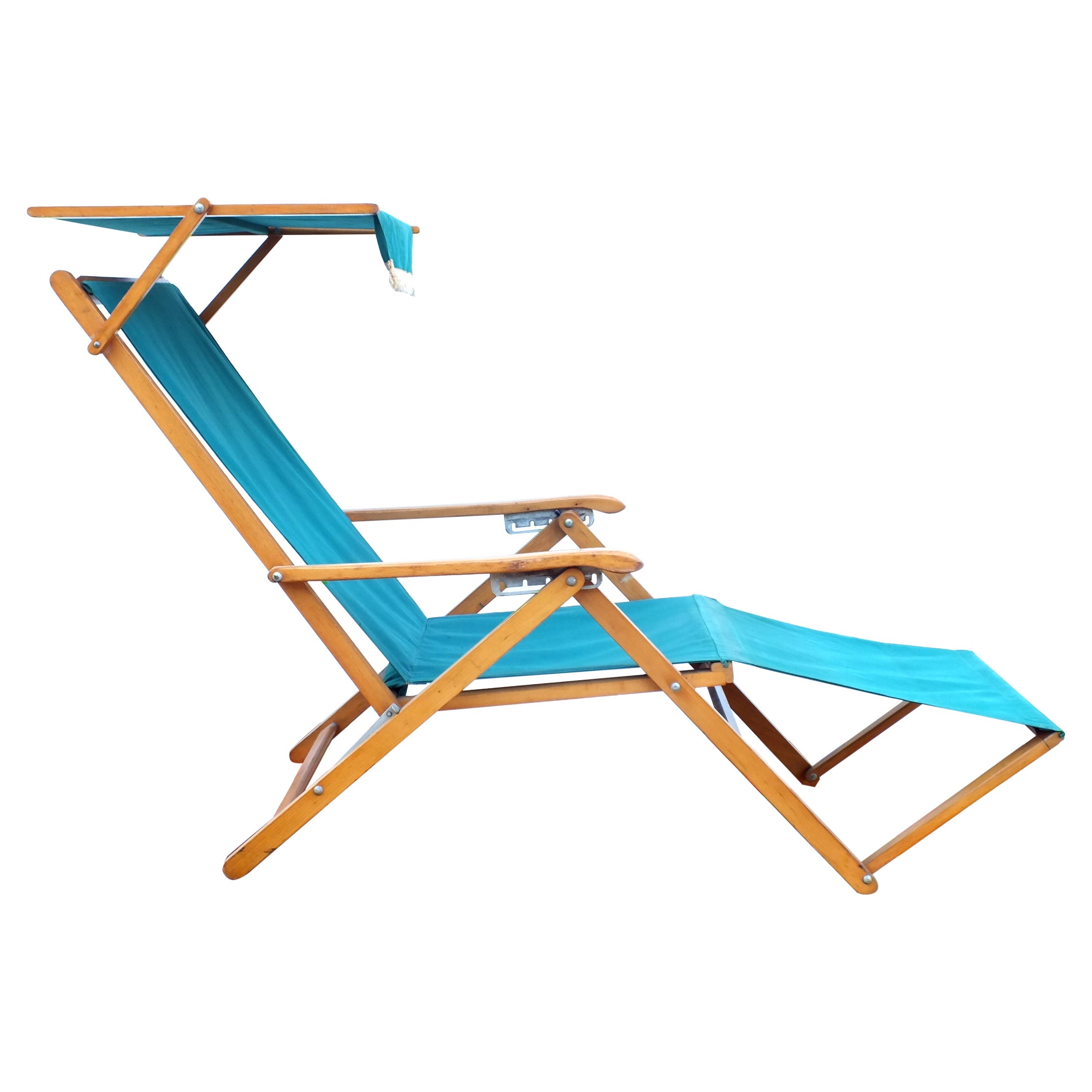 Deck Lounge Chair in Wood & Leather by Fratelli Reguitti X Louis