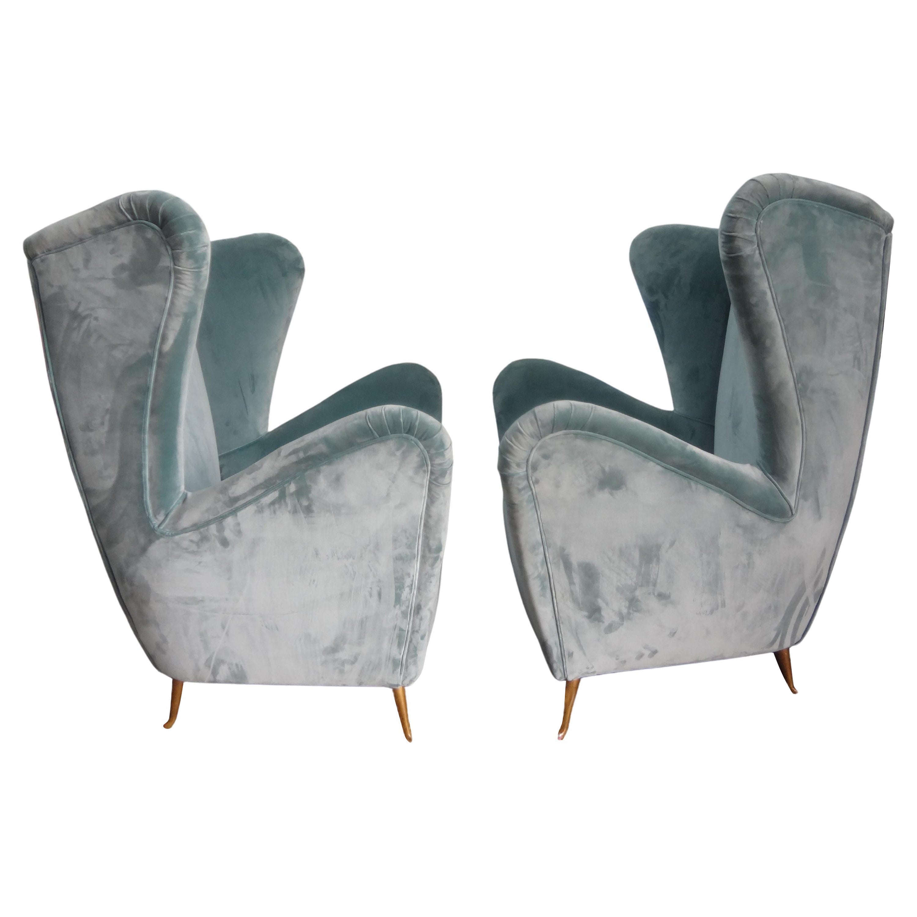 Pair of Italian Modern Sculptural Lounge Chairs Attributed to ISA Bergamo For Sale