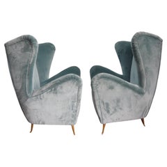 Vintage Pair of Italian Modern Sculptural Lounge Chairs Attributed to ISA Bergamo
