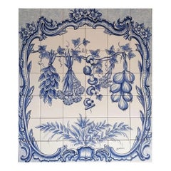 Custom Hand Painted Tiles - Hanging Vegetables - 23.6" High X 29.5" Wide