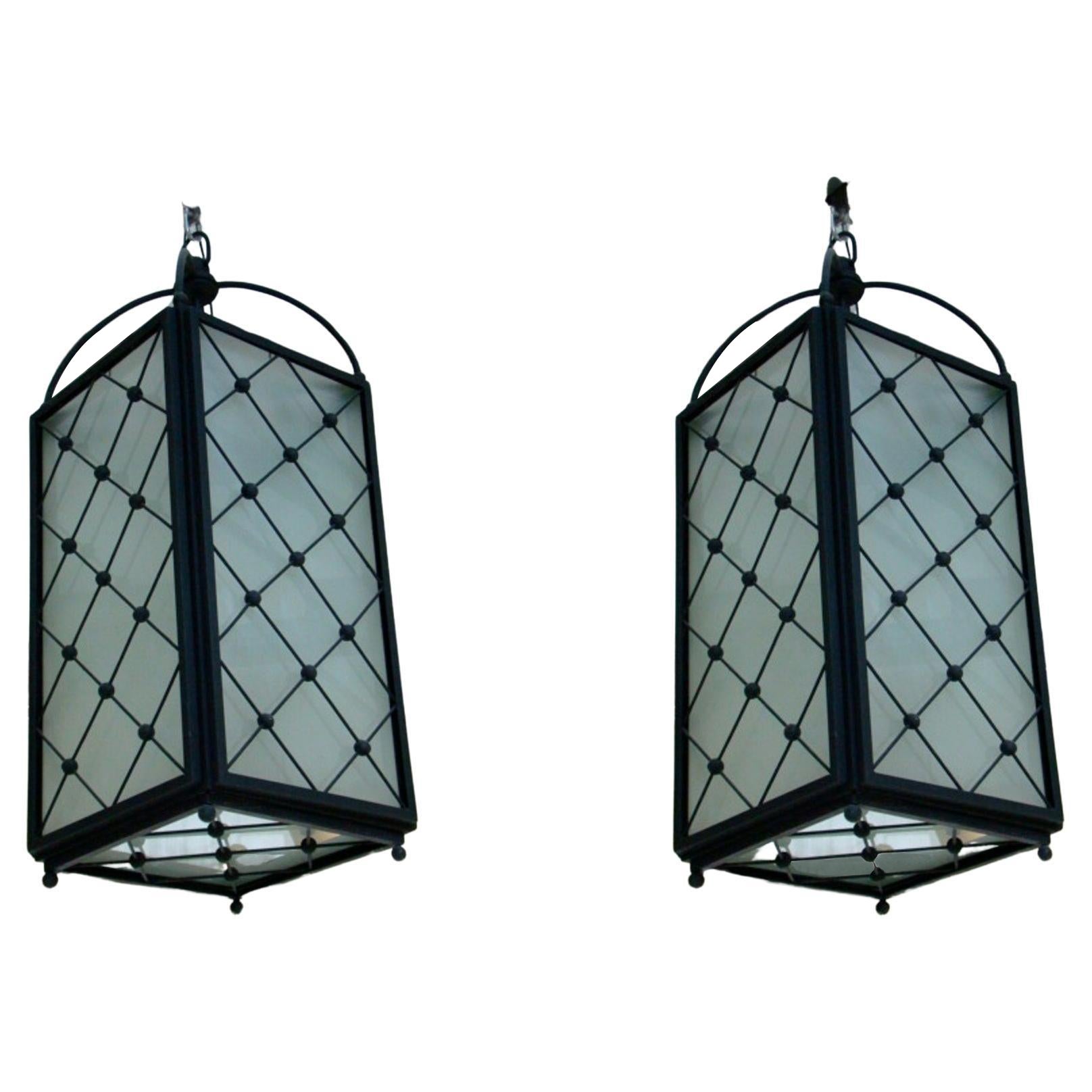 Pair of Lanterns in the Style of Jeane Royere, France For Sale