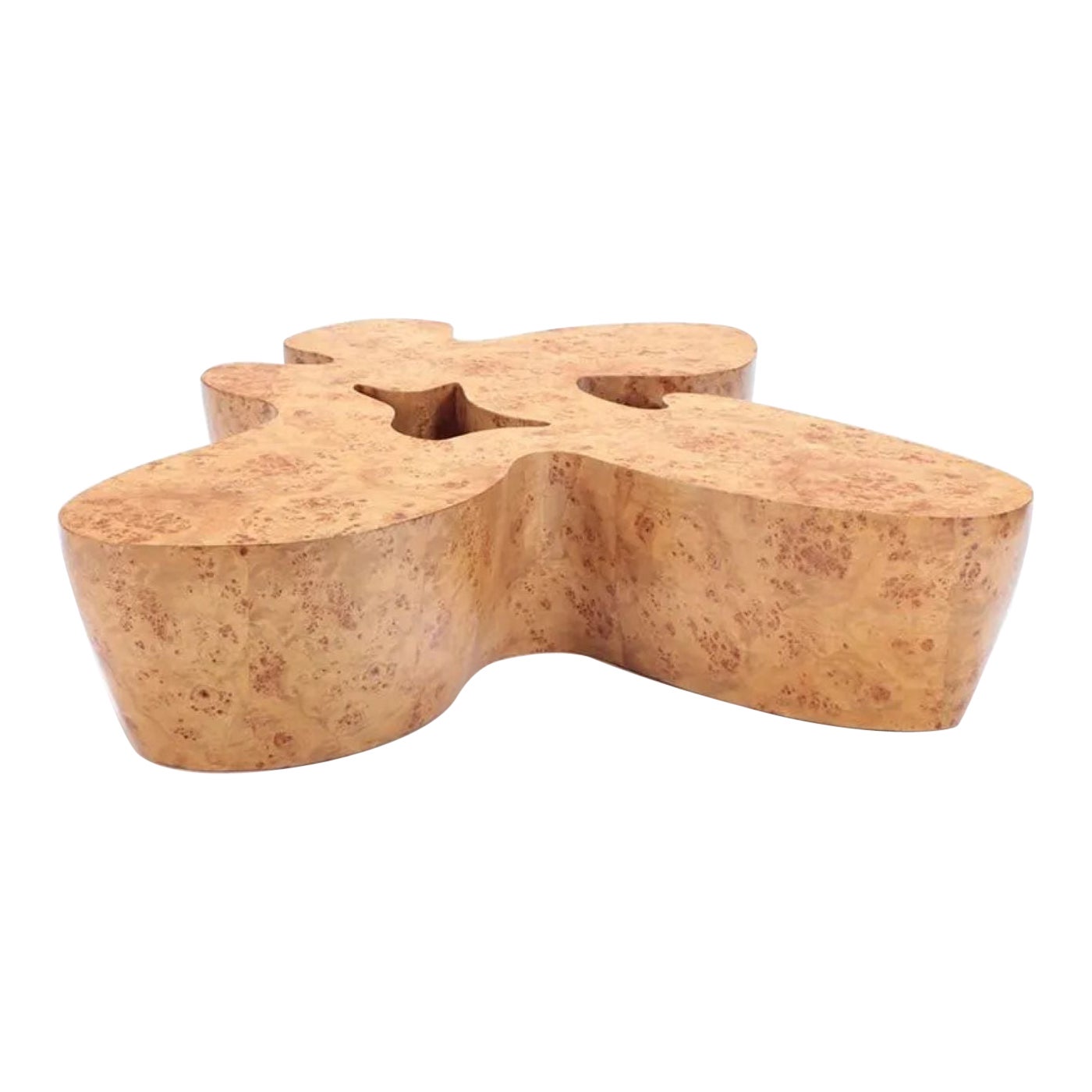 Large Burl Wood Organic Shaped Coffee Table For Sale