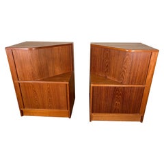 Danish Modern Midcentury Teak Nightstands Bedside Tables by Hundevad