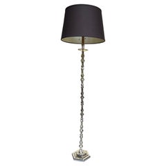 Ornate French 1940s Silver Plated Floor Lamp