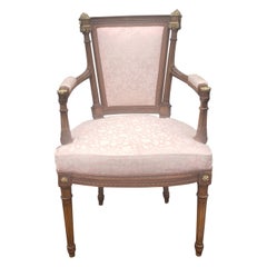 Antique Early 20th Century Louis XV Mahogany and Giltwood Upholstered Armchair