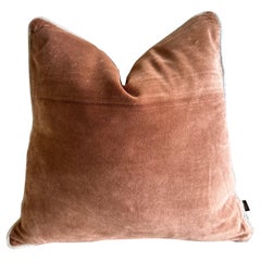 French Cotton Velvet Pillow in Moka with Jute Trim