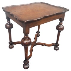 Antique Early American William and Mary Walnut and Burl Side Table, circa 1890s