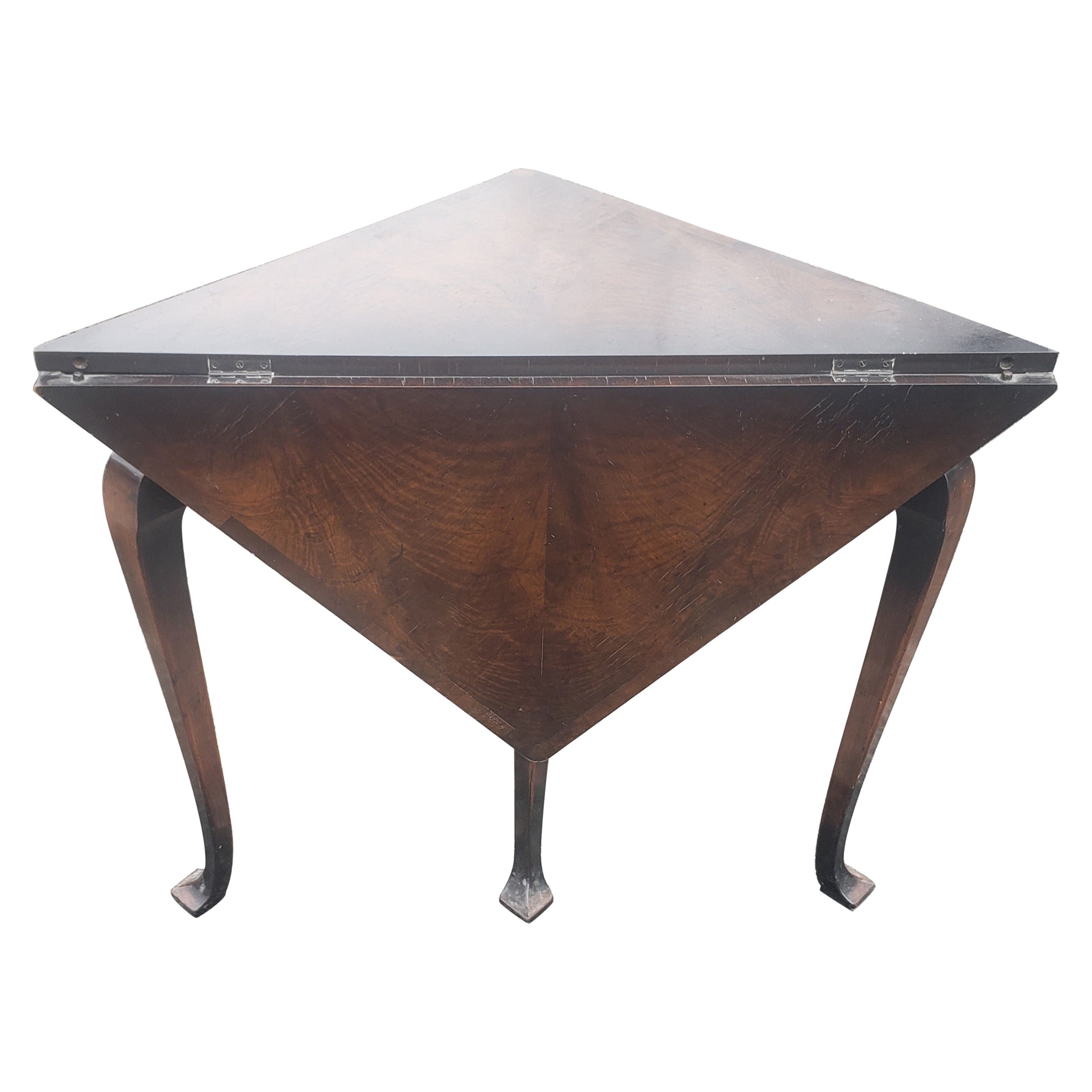 19th Century Rare English Walnut and Burl Handkerchief Card Table Tea Table For Sale