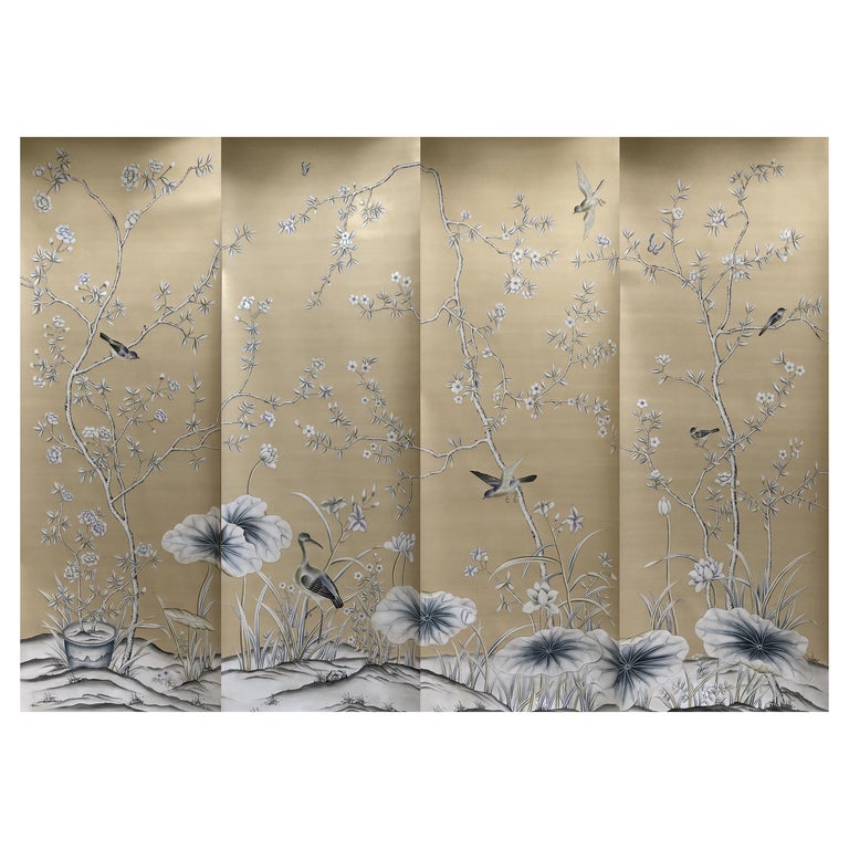 Chinoiserie Murals Chinoiserie Wallpaper Hand Painted Silk Wallpaper