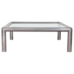 Robert Mascheroni Tubo Square Coffee Table in Aluminum & Glass
