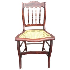 Victorian American Flame Mahogany with Inlays Spindle Back and Cane Seat Chair
