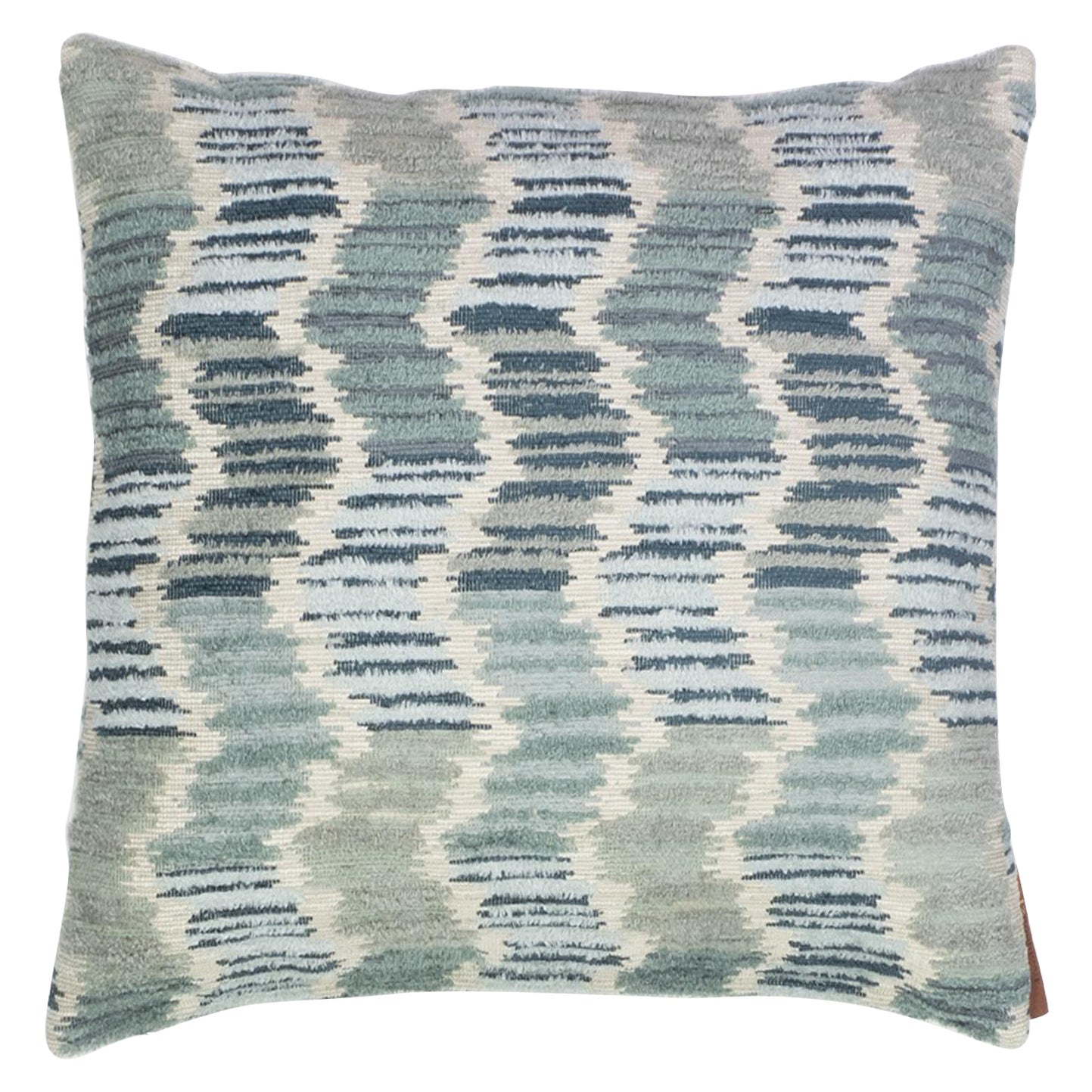 Modern Throw Patterned Blue Pillow "Micca" Azure by Evolution21 For Sale