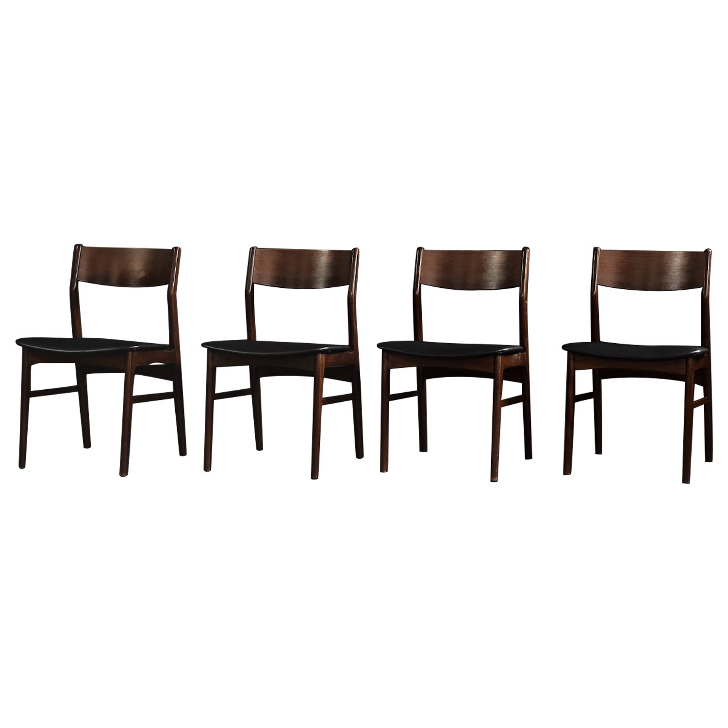 Set of 4 Vintage Midcentury Scandinavian Modern Dining Chairs in Beech&Rosewood