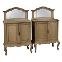 Pair of 20th Century Lacquered Wood Italian Sideboards with Mirrors, 1950