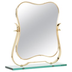 Fontana Arte Brass Murano Glass Table Vanity Mirror, 1950s