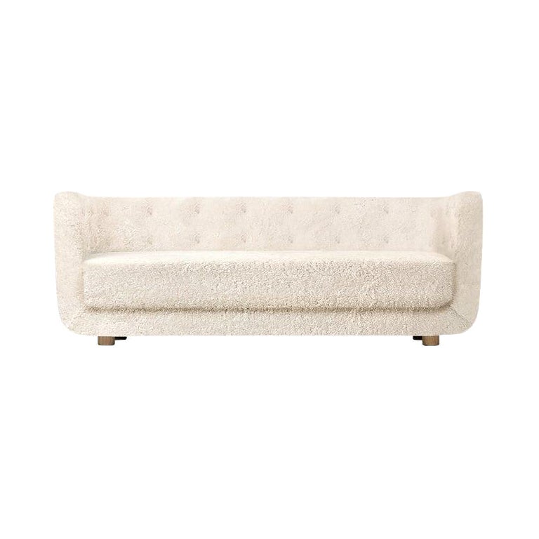 Off White Sheepskin and Smoked Oak Vilhelm Sofa by Lassen For Sale