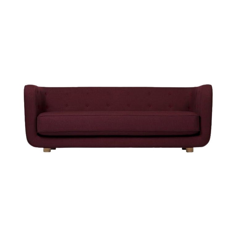 Maroon and Smoked Oak Raf Simons Vidar 3 Vilhelm Sofa by Lassen For Sale