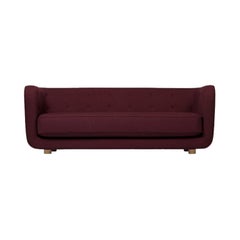 Maroon and Natural Oak Raf Simons Vidar 3 Vilhelm Sofa by Lassen