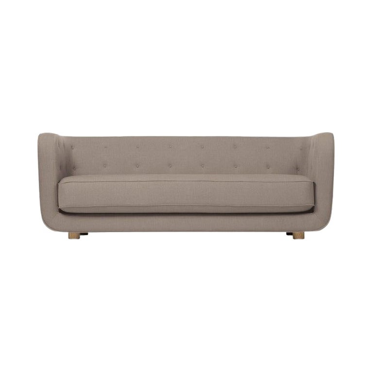 Dark Beige and Smoked Oak Raf Simons Vidar 3 Vilhelm Sofa by Lassen For Sale