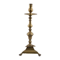 Candlestick with Triangular Base, Bronze, Spain, 18th Century