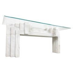Vintage XL Solid Marble Console Table, 1980s 
