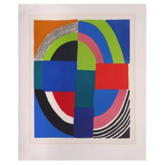 "Untitled composition" lithography by Sonia Delaunay 1969