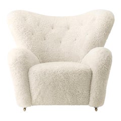 Off White Sheepskin the Tired Man Lounge Chair by Lassen