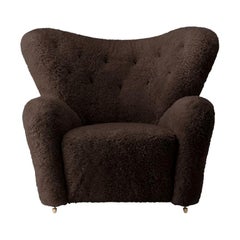 Espresso Sheepskin the Tired Man Lounge Chair by Lassen