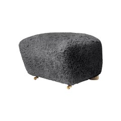 Tabouret en cuir de mouton naturel Antrachite du Tired Man de Lassen