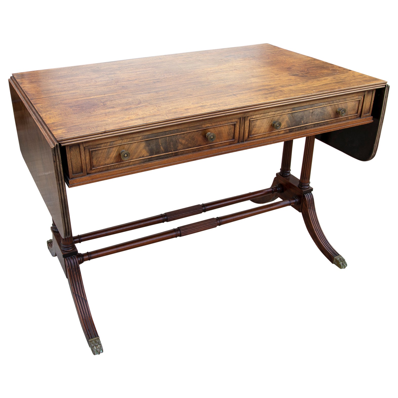 1950s English Mahogany Writing Desk with Drawers For Sale