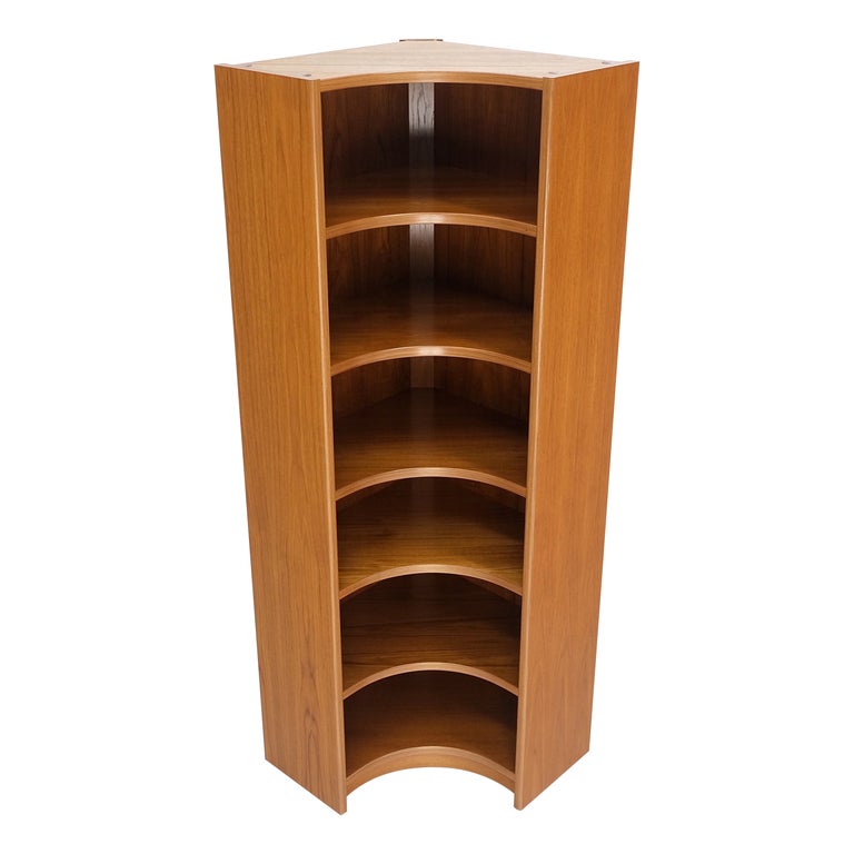 Danish MidCentury Modern Corner Teak Bookcase Shelving Unit Etagere