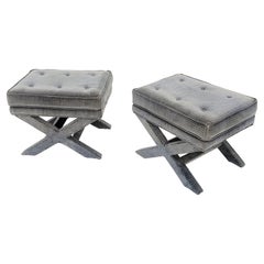 Billy Baldwin Pair of Vintage X-Benches Slightly in as is Condition