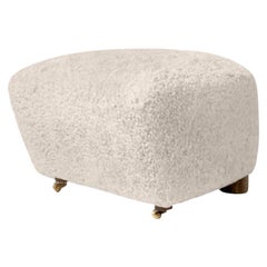 Moonlight Smoked Oak Sheepskin the Tired Man Footstool by Lassen