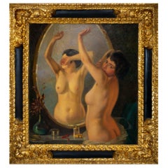 Italian School of the Early 20th Century Nude Woman in the Mirror Art Deco