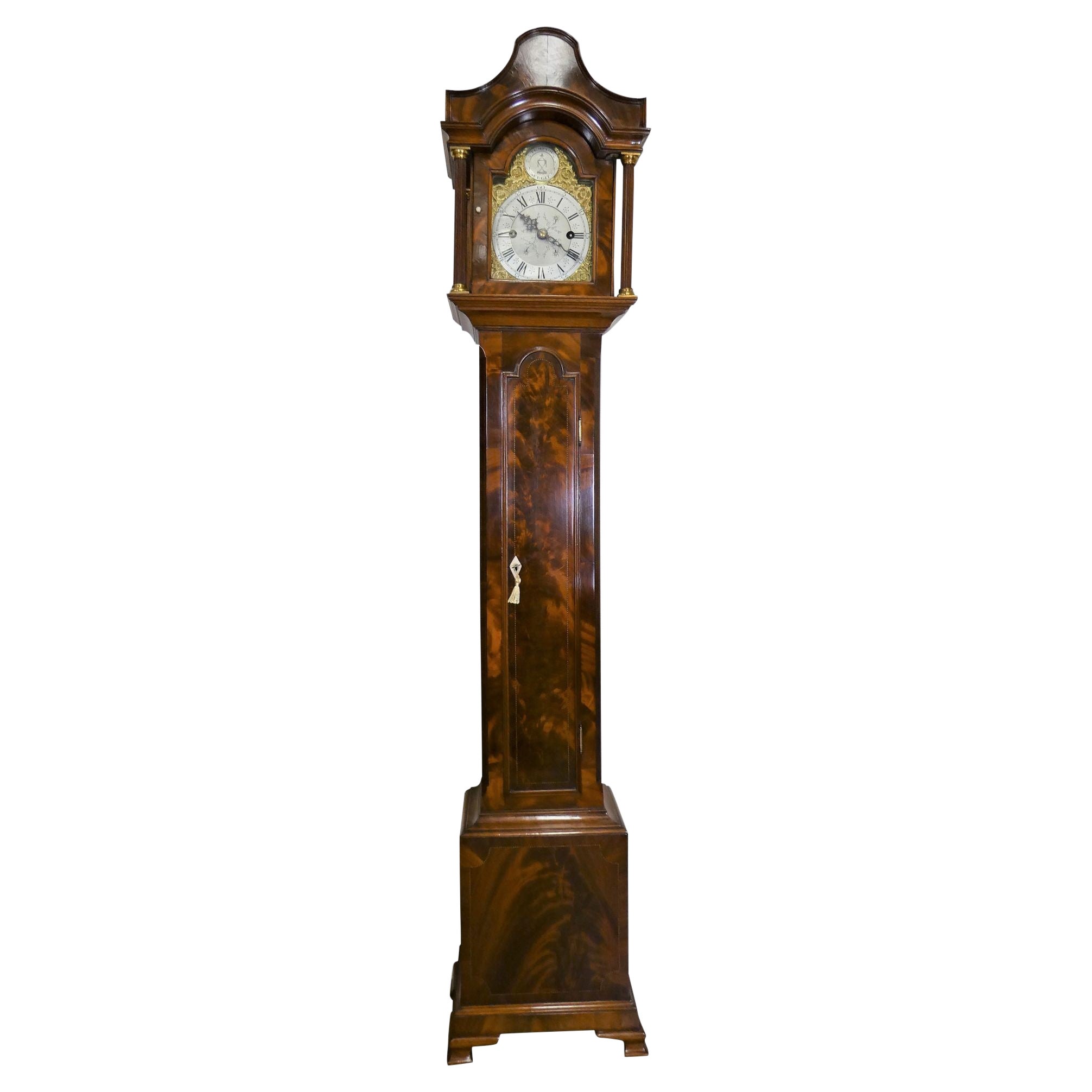 Edwardian Walnut Weight Driven Grandmother Clock For Sale