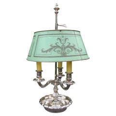 Lámpara Bouillotte Francesa de Bronce Plateado Estilo Luis XVI