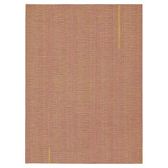 Rug & Kilim’s Contemporary Kilim Rug in Pink with Gold and Chartreuse Accents