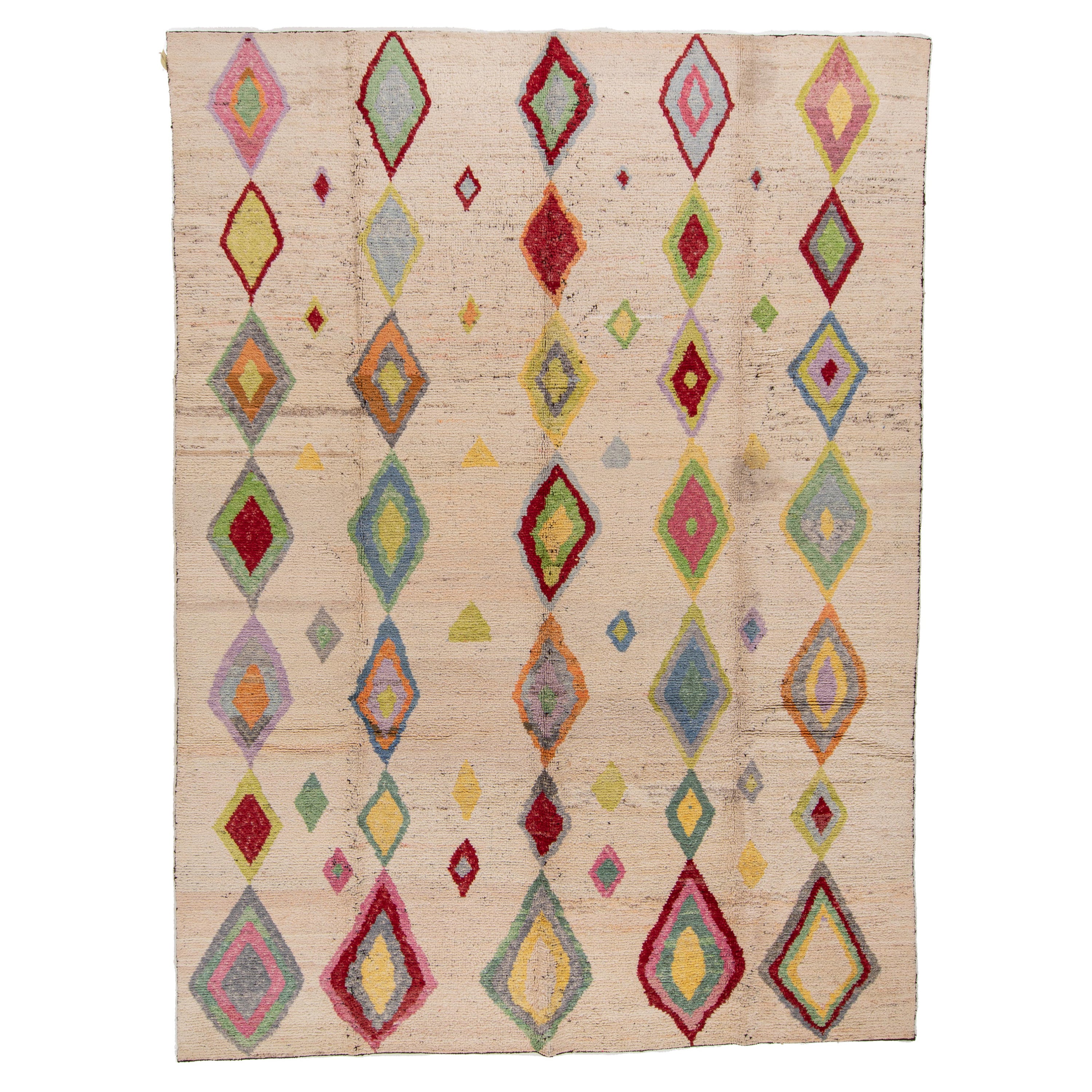 Contemporary Wool Colourful Turkish Rug For Sale