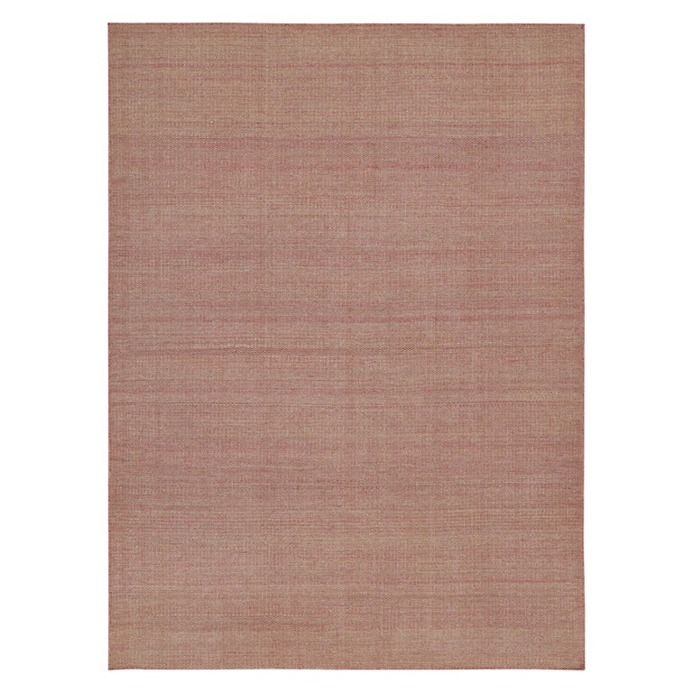 Rug and Kilim’s Contemporary Kilim Rug in Pink and Beige Chevrons For