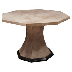 MidCentury Octagonal Goatskin Italian Center Dinning Table, 1980
