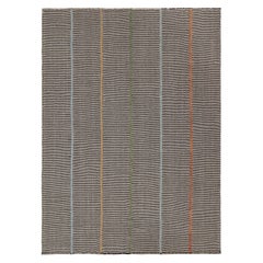 Rug & Kilim’s Contemporary Kilim Rug in Beige and Black with Multicolor Stripes