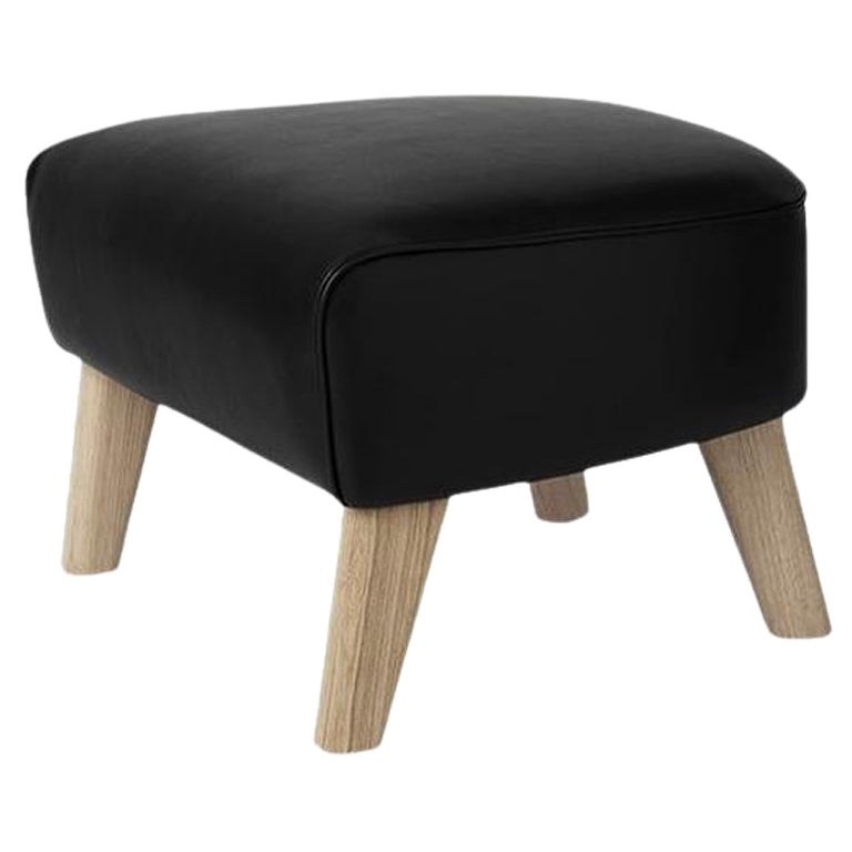 Black Leather and Natural Oak My Own Chair Footstool by Lassen For Sale