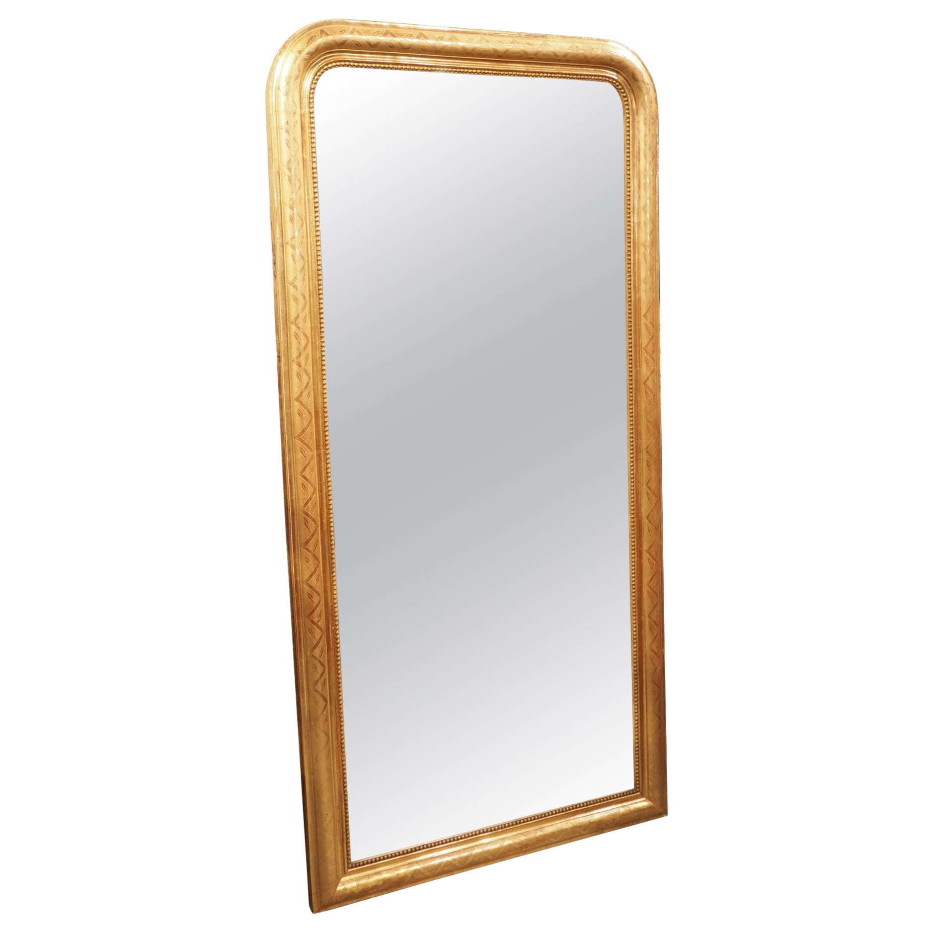 Tall Antique Gold Leaf Louis Philippe Mirror from France, 19th Century