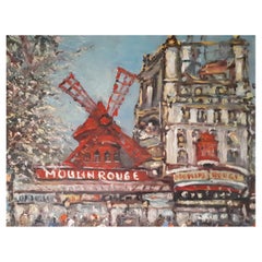 École espagnole du 20e siècle « Moulin Rouge » signée