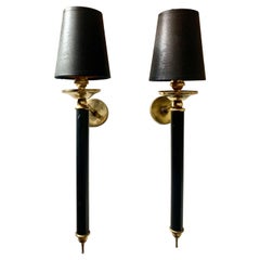 Pair of Mid-Century Modern Large Torcheres Wall Sconces Maison Lunel Style