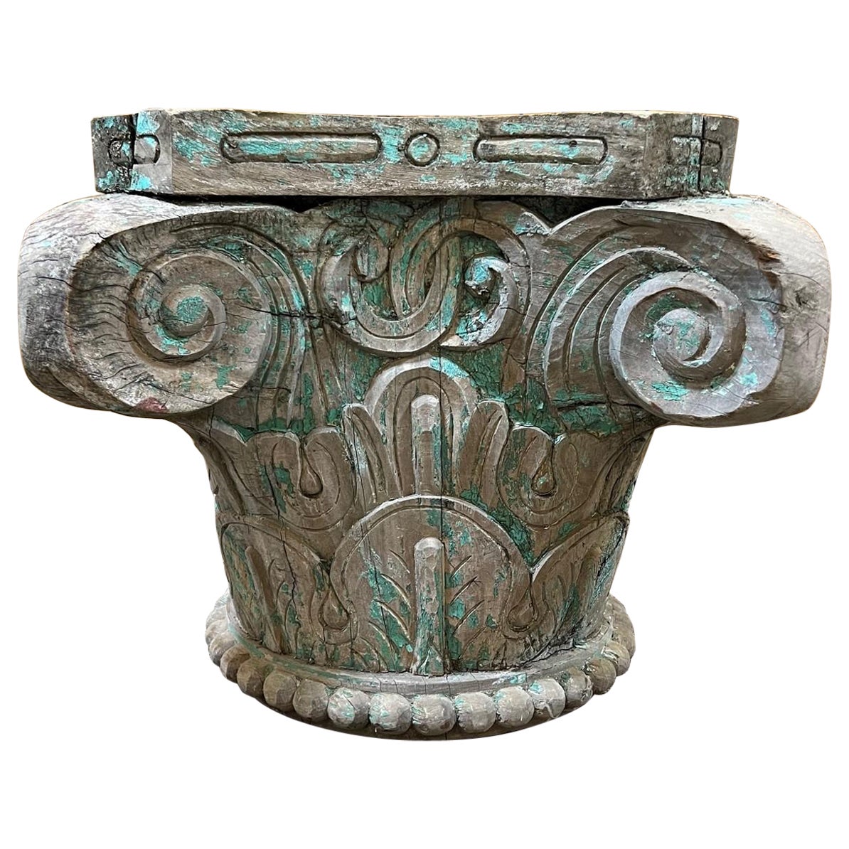 Architectural Corinthian Carved Wood Capital For Sale