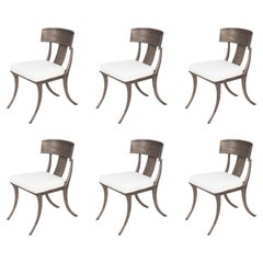 Ensemble de 6 chaises en métal de style Klismos « Garden » de Michael Taylor