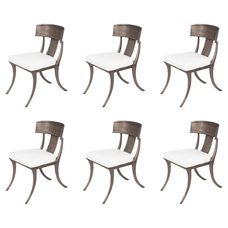 Set of 6 Metal Klismos Style "Garden" Chairs by Michael Taylor For Sale
