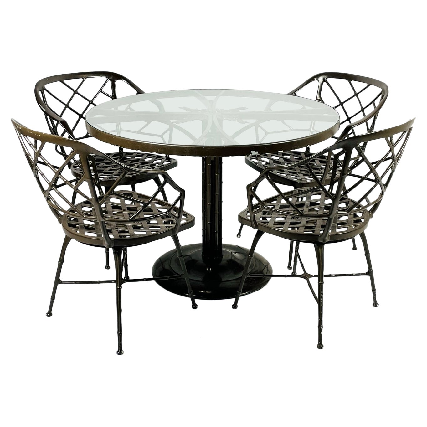 Juego de terraza vintage, mesa y 4 sillas, de Brown Jordan